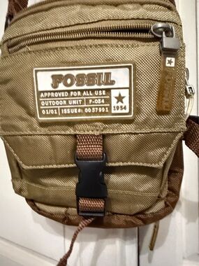 Fossil Men's Khaki and Brown Belt Bag